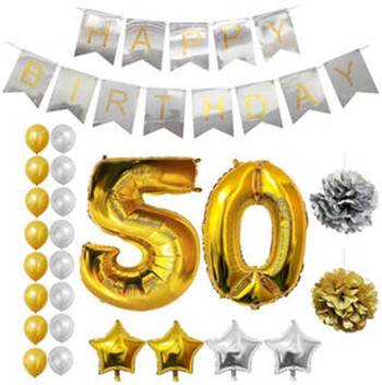 Theme My Party Gold Silver Happy Birthday Party Balloons Supplies Decorations Set 50th Year Birthday Price In India Buy Theme My Party Gold Silver Happy Birthday Party Balloons Supplies