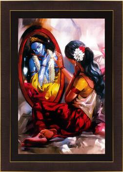 Art N Hub Radha Krishna Textured Uv Effect With Acrylic Glass Ink