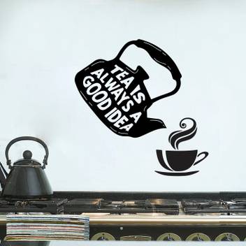 Stickersyard Medium Kitchen Tea With Jug Quote Wall Sticker