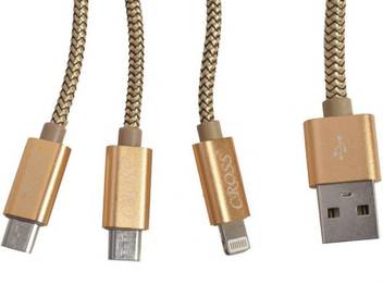 Cross Cru 02 3 In 1 Multiple Usb Charging Cable One Port Lightning Two Port Micro Usb Cable Gold 1 2 M Micro Usb Cable Cross Flipkart Com