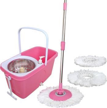 Prince Easy Mop Steel Pink With 3 Cotton Mop Set Price In India Buy Prince Easy Mop Steel Pink With 3 Cotton Mop Set Online At Flipkart Com