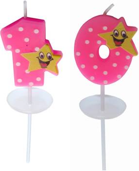 Pepup Smiley Birthday Wedding Anniversary Number Candle 10