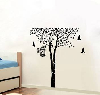 Stickersyard Medium Tree Birds Cages Wall Sticker Decal Sticker Price In India Buy Stickersyard Medium Tree Birds Cages Wall Sticker Decal Sticker Online At Flipkart Com