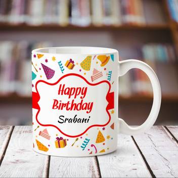 Chanakya Happy Birthday Srabani Personalized Name Coffee Mug