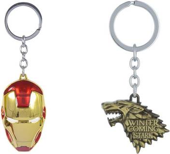 Shubheksha Combo Of Iron Man Face Mask Avengers Game Of Thrones Winter Is Coming Stark Golden Metallic Keyrings Key Chain Price In India Buy Shubheksha Combo Of Iron Man Face