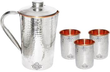 Copper Steel Jug Pitchers with 4 Copper Steel Glass 1700ml Jug 300ml Glass Each