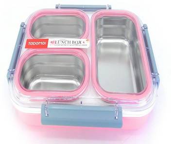 Flipkart Com Clastik Tedmei Stainless Steel School Lunch Box For Kids And Teenager Transparent Lid 1 2 Ltrs 3 Containers Lunch Box