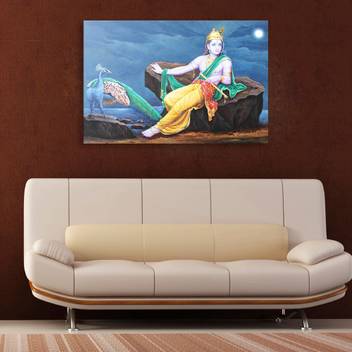 Inephos Unframed Canvas Painting Beautiful Lord Krishna Art Wall