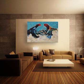 Inephos Unframed Canvas Painting Beautiful Birds Wall Painting