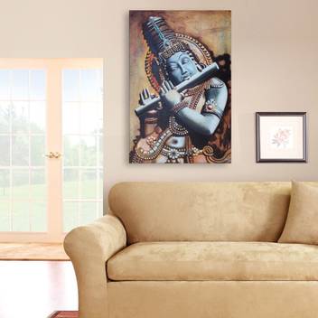 Inephos Unframed Canvas Painting - Beautiful Lord Krishna Art Wall Painting  for Living Room, Bedroom, Office, Hotels, Drawing Room Digital Reprint 61  cm x 91 cm Painting Price in India - Buy