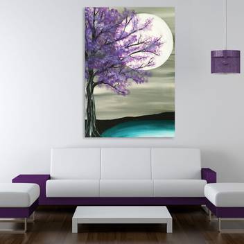 Inephos Unframed Canvas Painting Beautiful Tree At Night Art