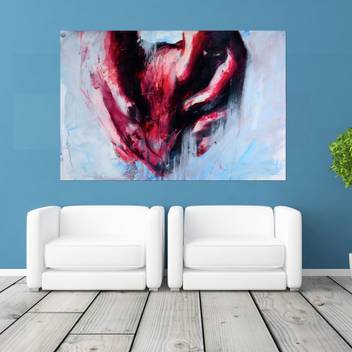 Inephos Unframed Canvas Painting Modern Abstract Art Heart