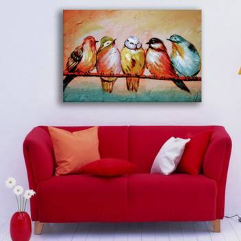 Inephos Unframed Canvas Painting Beautiful Birds Art Wall
