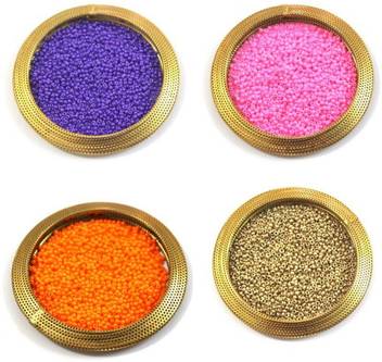 Knotty Threadz Seed Beads Combo Pack Of 4 Colours Gold Pink Orange Blue Used For Aari Maggam Embroidery Work Seed Beads Combo Pack Of 4 Colours Gold