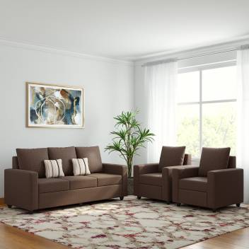 Bharat Lifestyle Corsa Fabric 3 1 1 Dark Brown Sofa Set Price