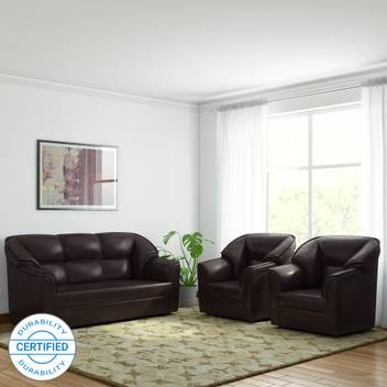 Westido Manhattan Leatherette 3 1 1 Brown Sofa Set Westido Manhattan Leatherette 3 1 1 Brown Sofa Set