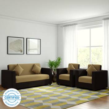 Westido Citrus Fabric 3 1 Cream Brown Sofa Set Price In Westido Citrus Fabric 3 1 Cream