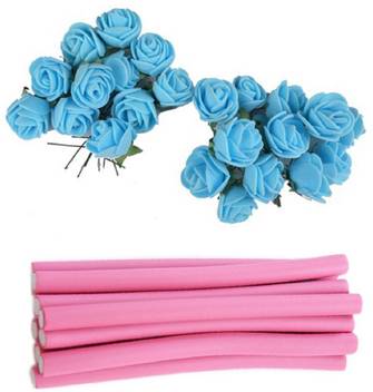 Majik Combo Of Hair Rollers Hair Flower Pins Hair Accessory Set