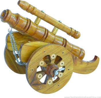 Bim Seller Handmade Village Wooden Cannon Showpiece Size H 25cm X