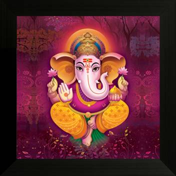 Saf Ganesh Framed Uv Digital Reprint 12 Inch X 12 Inch Painting