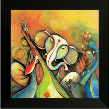 Saf Ganesh Framed Uv Digital Reprint 12 Inch X 12 Inch Painting