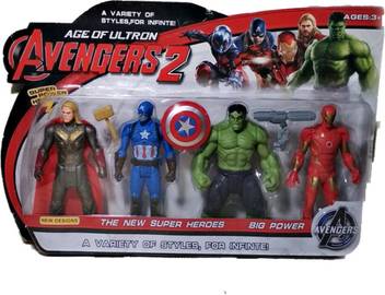 Cluesteps The New Super Heroes Justice Avengers Super Heroes 4 In 1 Action Figure Collectibles Set With Projection Light Captain America Hulk Iron Man Thor Multi Color The New