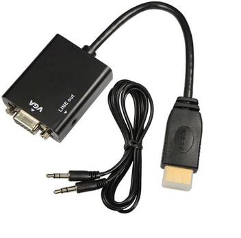 Techberri Hdmi To Vga Converter Cable With Audio For Pc Laptop