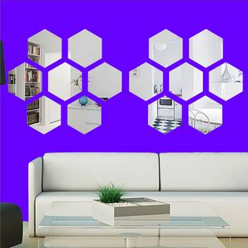 Look Decor Extra Large Look Decor Hexagon Silver Pack Of 14