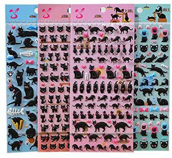 Generic 4 Sheets Cute Lovely Puffy Diy Decorative Adhesive Sticker