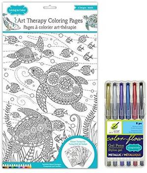 Color Factory Art Therapy Under The Sea Coloring Pages Ocean Tranquility Coloring Page Posters And 6 Metallic Gel Pens Living Art Therapy Under The Sea Coloring Pages Ocean Tranquility