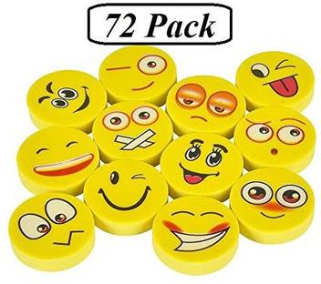 Generic Emoji Erasers 72 Pack Cute Kids Emoticon Face Expressions Pencil Erasers Fun School Supplies Great As Gifts For Kids In Emoji Erasers 72 Pack