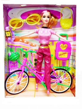 barbie doll with bicycle