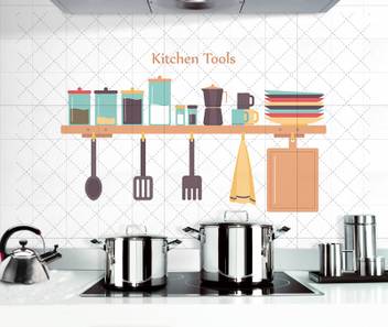 Ampire Large Wall Stickers Anti Oil Kitchen Tools And Jars On