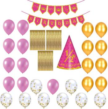 Party Propz Girls Half Birthday Party Decoration Combo Including