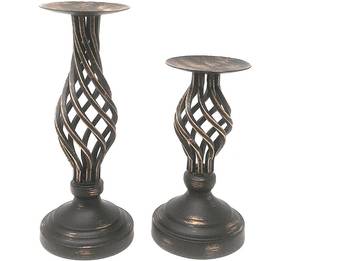 Di Grazia Di Grazia Wrought Iron Pillar Candle Holder Retro Cut