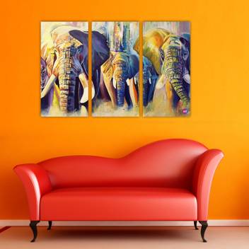 Chandras Abstract Elephant 3 Frame Panel Canvas Wall Art Canvas 28