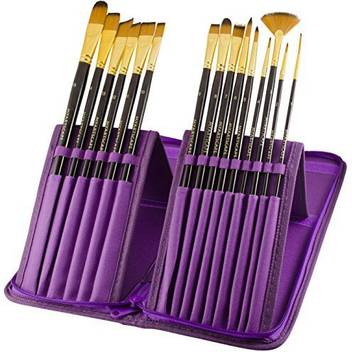 Myartscape Paint Brushes 15 Pc Brush Set For Watercolor Acrylic