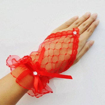 red bridal gloves
