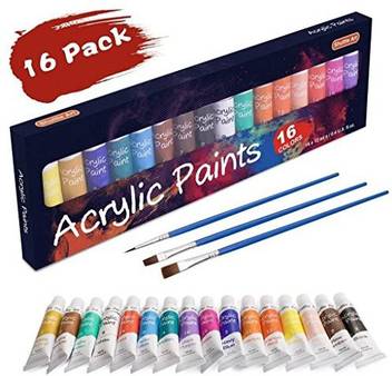 Shuttle Art Acrylic Paint Set 16 X 12ml Tubes Artist Quality Non