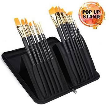 Magicfly 16pcs Professional Acrylic Paint Brush Set Nylon Hair