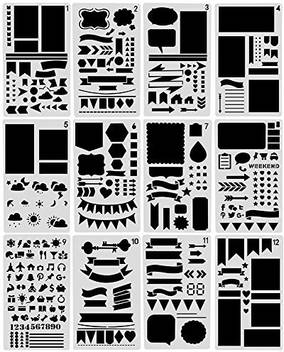 Generic Nablue 12 Pcs Bullet Journal Stencil Set Planner