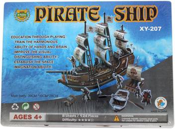 Tootpado 3d Foam Puzzle Pirate Ship 8 Sheets 124 Pieces 1tng211