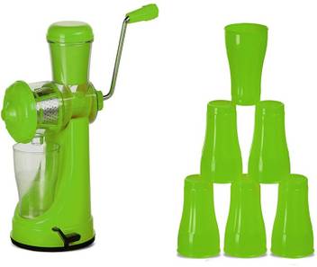 Grind Sapphire Plastic Hand Juicer Juicer With 6 Glass Multicolor