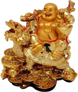 Vastu Art Vastu Feng Shui Laughing Buddha Sitting On Dragon Tortoise For Happiness Wealth Good Luck Decorative Showpiece 11 Cm Price In India Buy Vastu Art Vastu