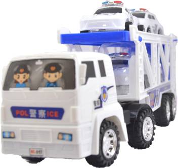 Breno Police Truck With Four Police Cars For Kids Push And Go Toy Police Truck For Kids Police Car For Boys Police Truck With Four Police Cars For Kids Push And