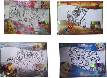 Flipkart Com Indusbay Drawing Coloring Sheet Cartoon Sketch Painting Sheet Gift Set Poster Kit For Kids Birthday Return Gift Set Of 8 Art Set
