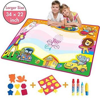 Vidillo Doodle Mat Kids Toys Toddlers Drawing Painting Water Board Magic Writing Large Scribble Learning Boards With Pen Boys Girls Size 34 X 22 5 Animal Doodle Mat Kids Toys Toddlers
