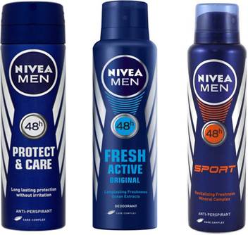 Nivea Men Sport Deodorant 150 Ml Men Fresh Active Deodorant 150 Ml Men Protect Care Deodorant 150 Ml Deodorant Spray For Men Women Price In India Buy Nivea Men