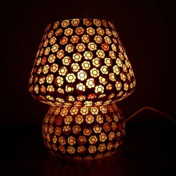 Gifts Decor Brown Color Mosaic Style Dome Shaped Glass Table Lamp For Gift Home,Indian Wedding Home Decoration Ideas For Marriage