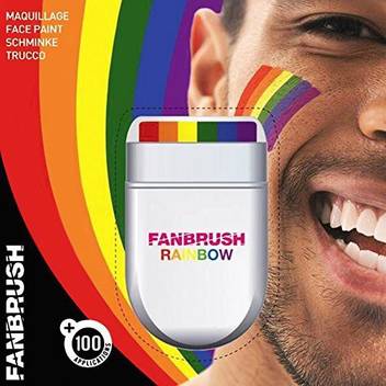 Fanbrush Rainbow Fan Brush Face Body Paint Gay Lesbian Pride Flag Makeup Pocket Size Easy Wash Off Marches Events Festival Facepaint Accessory Rainbow Fan Brush Face Body Paint Gay